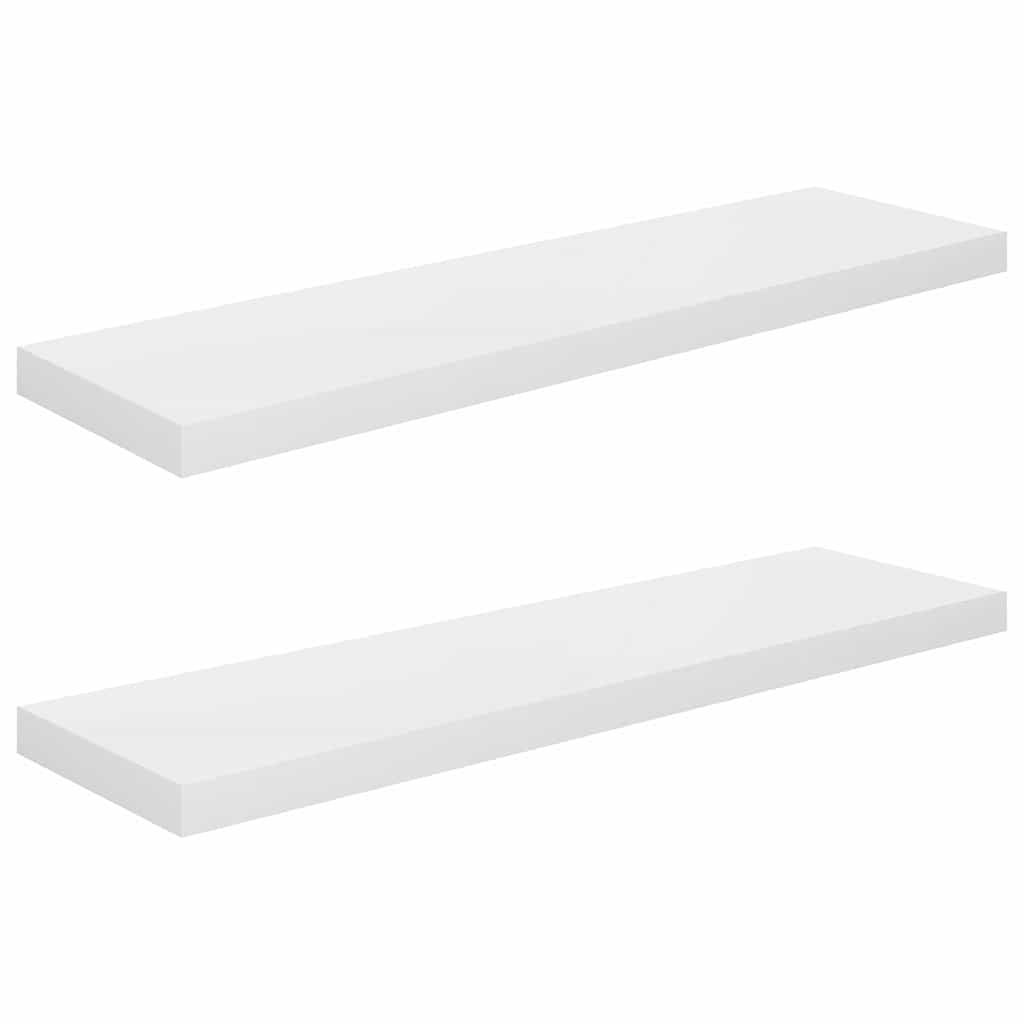 Vidaxl wandschappen zwevend 2 st 90x23,5x3,8 cm mdf hoogglans wit