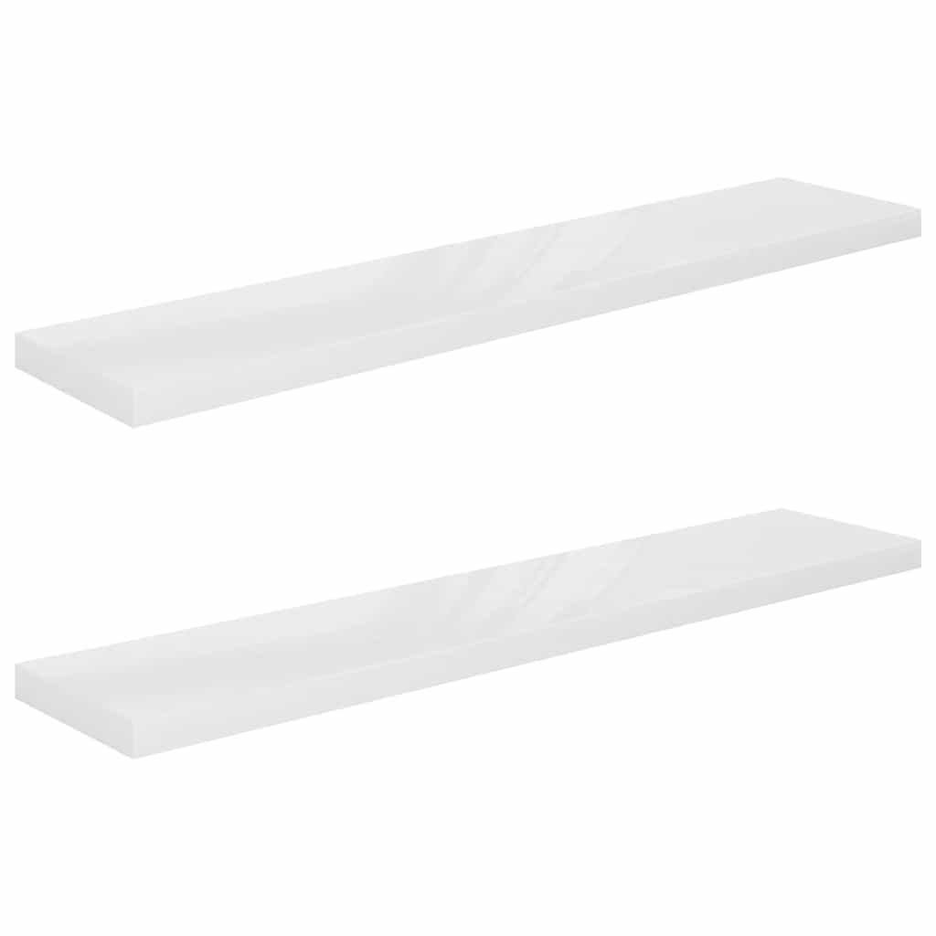 Vidaxl wandschappen zwevend 2 st 120x23,5x3,8 cm mdf hoogglans wit