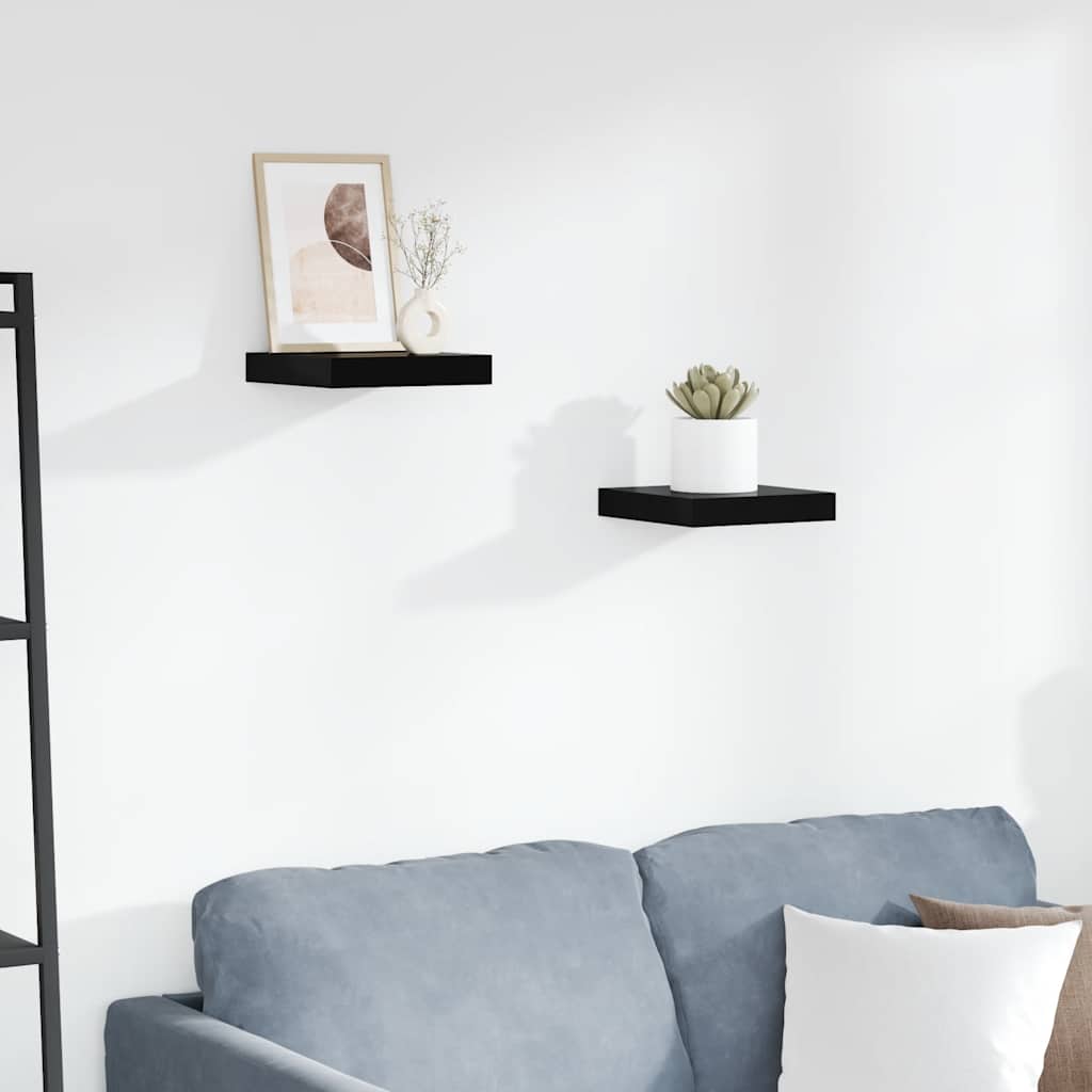 Vidaxl wandschappen zwevend 2 st 23x23,5x3,8 cm mdf hoogglans zwart