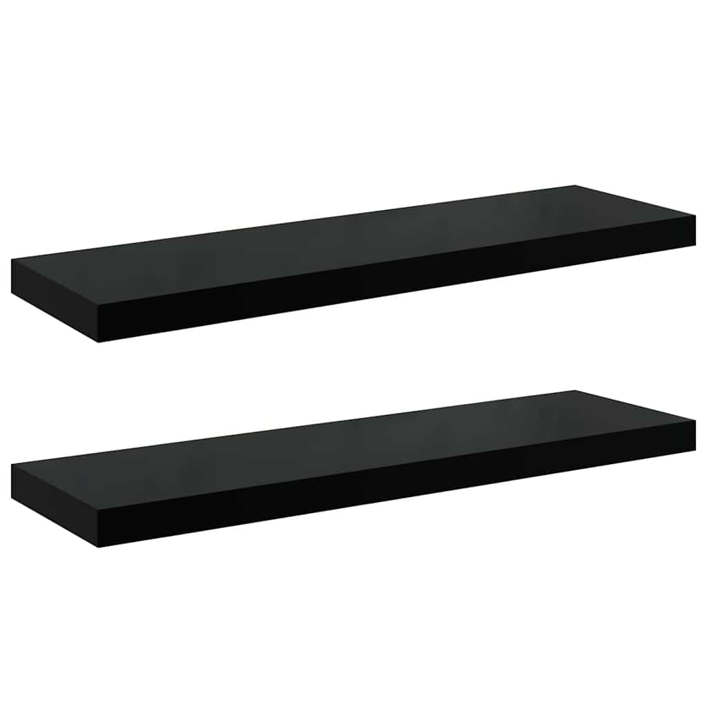 Vidaxl wandschappen zwevend 2 st 80x23,5x3,8 cm mdf hoogglans zwart