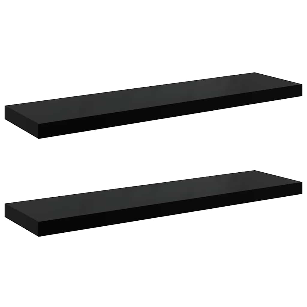 Vidaxl wandschappen zwevend 2 st 90x23,5x3,8 cm mdf hoogglans zwart