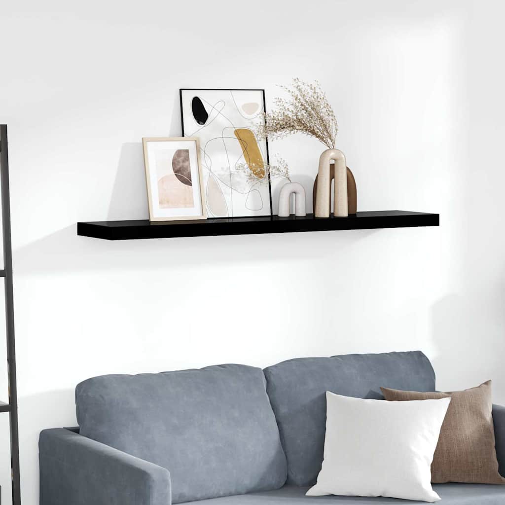 Vidaxl wandschap zwevend 120x23,5x3,8 cm mdf hoogglans zwart