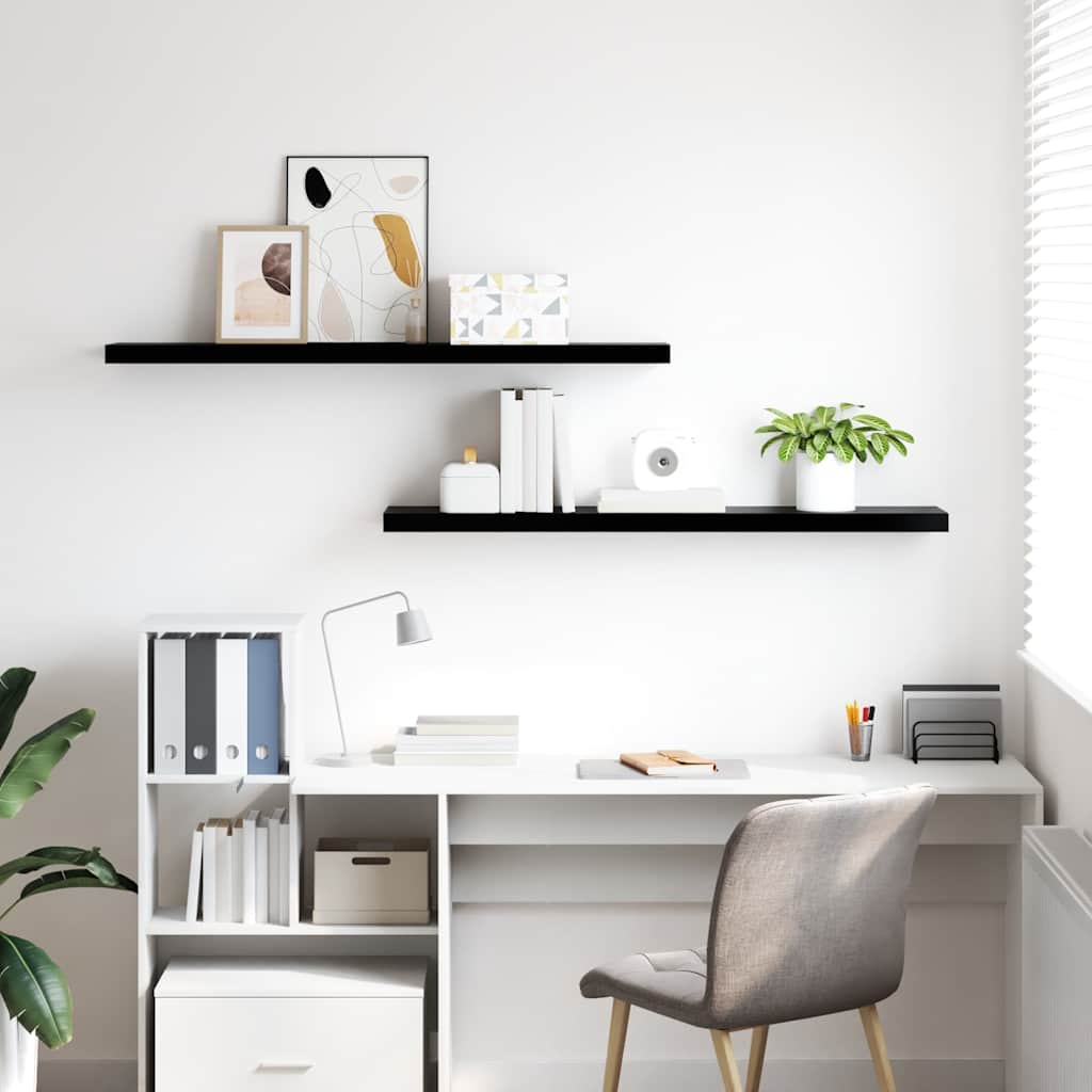 Vidaxl wandschappen zwevend 2 st 120x23,5x3,8 cm mdf hoogglans zwart