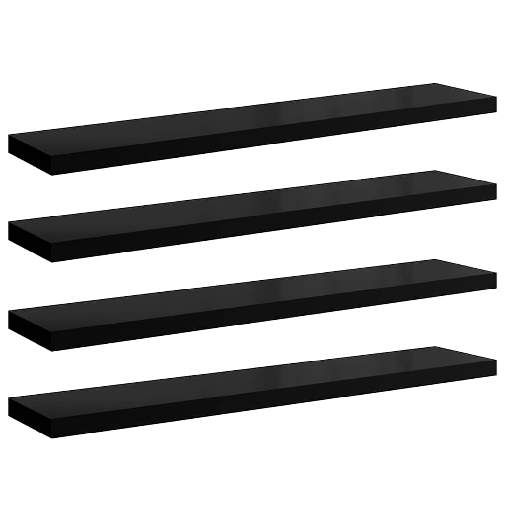 Vidaxl wandschappen zwevend 4 st 120x23,5x3,8 cm mdf hoogglans zwart