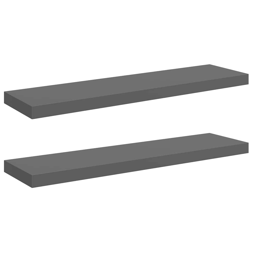 Vidaxl wandschappen zwevend 2 st 90x23,5x3,8 cm mdf hoogglans grijs
