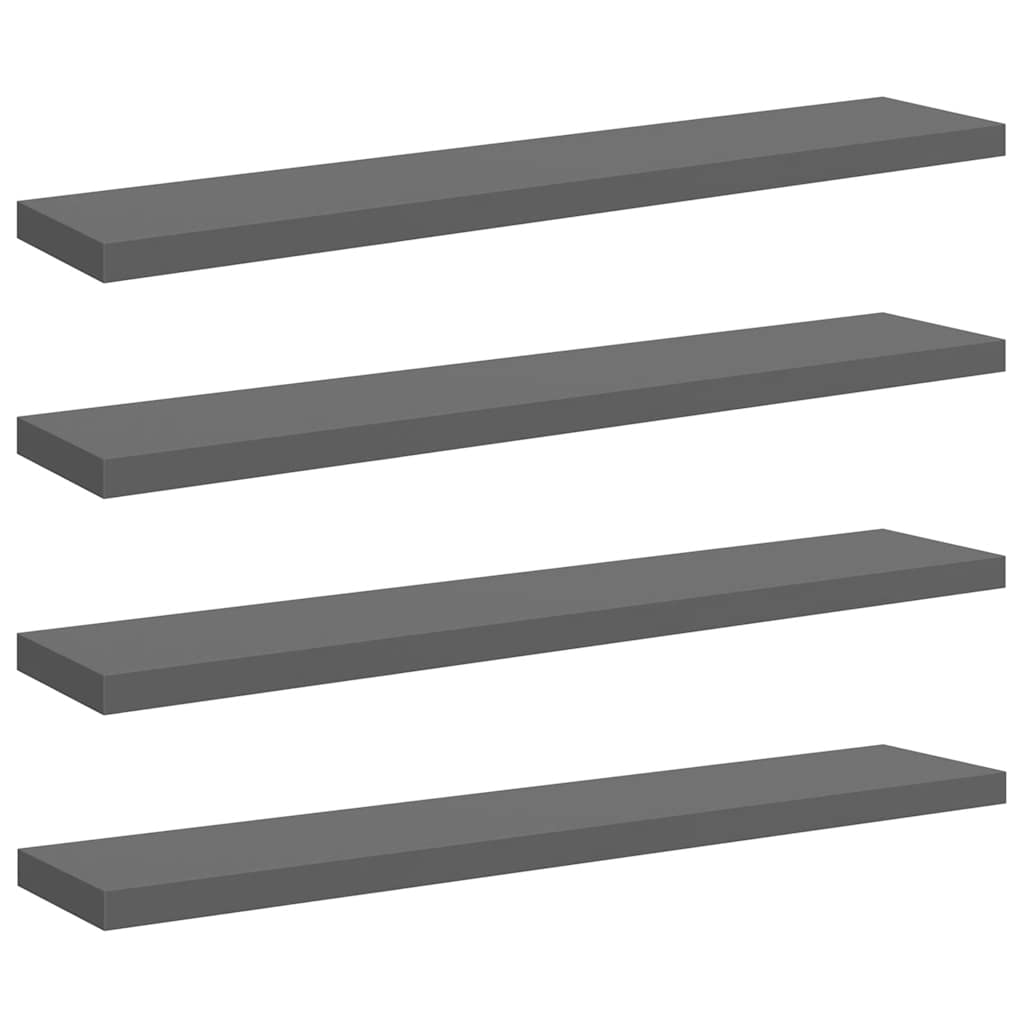 Vidaxl wandschappen zwevend 4 st 120x23,5x3,8 cm mdf hoogglans grijs