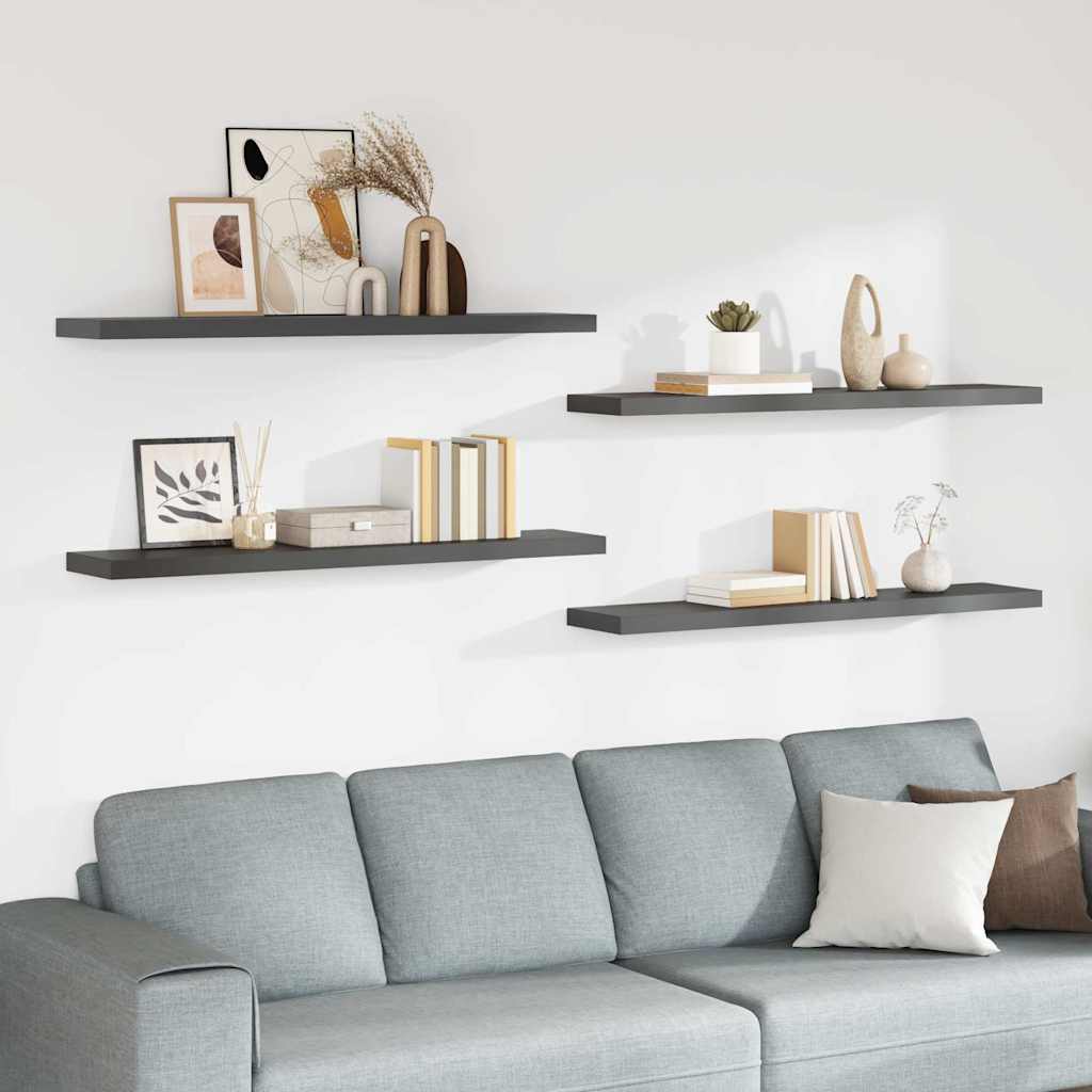 Vidaxl wandschappen zwevend 4 st 120x23,5x3,8 cm mdf hoogglans grijs