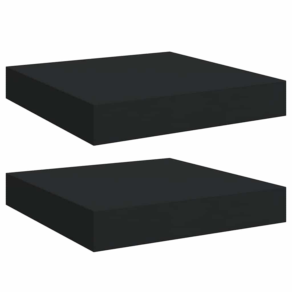Vidaxl wandschappen zwevend 2 st 23x23,5x3,8 cm mdf zwart