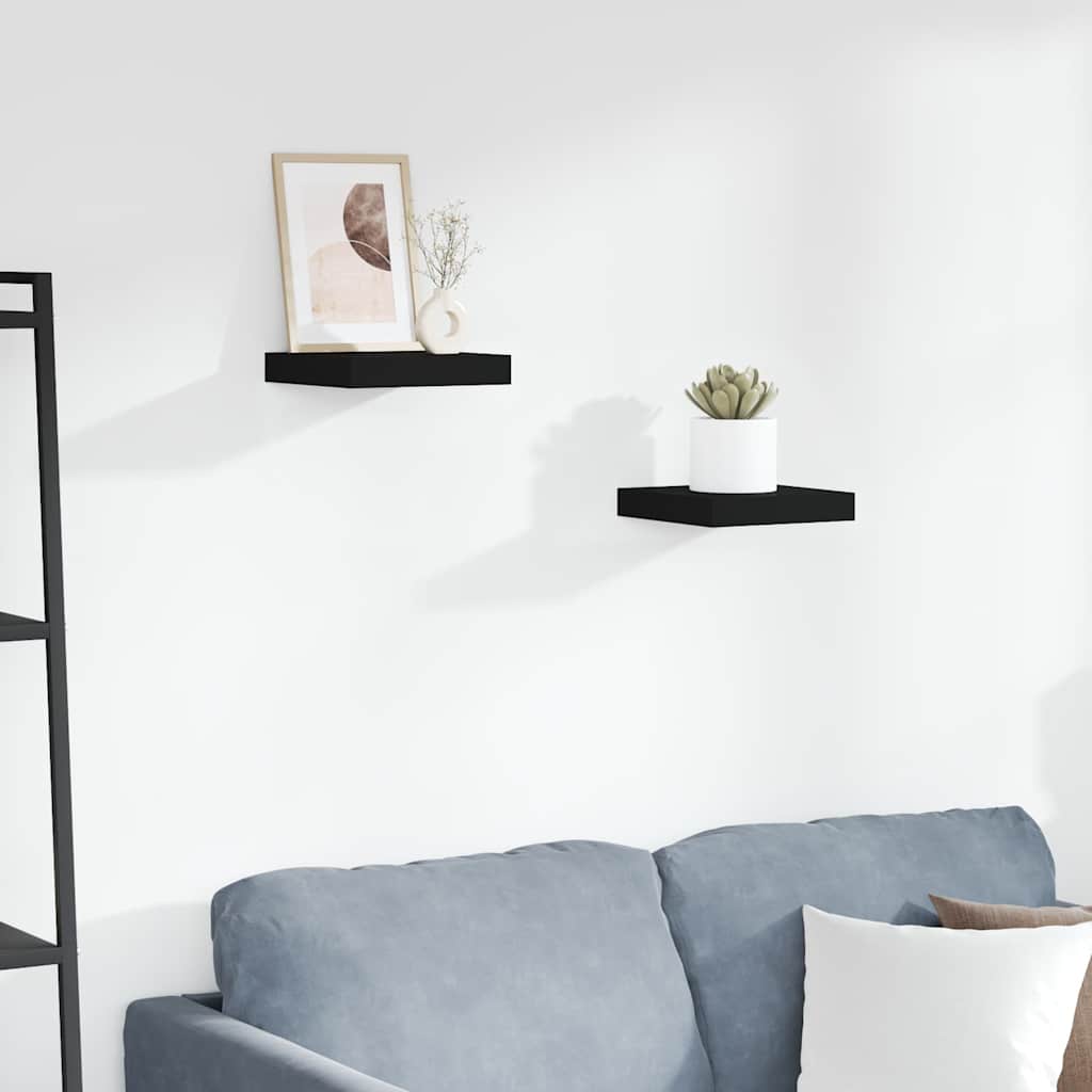 Vidaxl wandschappen zwevend 2 st 23x23,5x3,8 cm mdf zwart