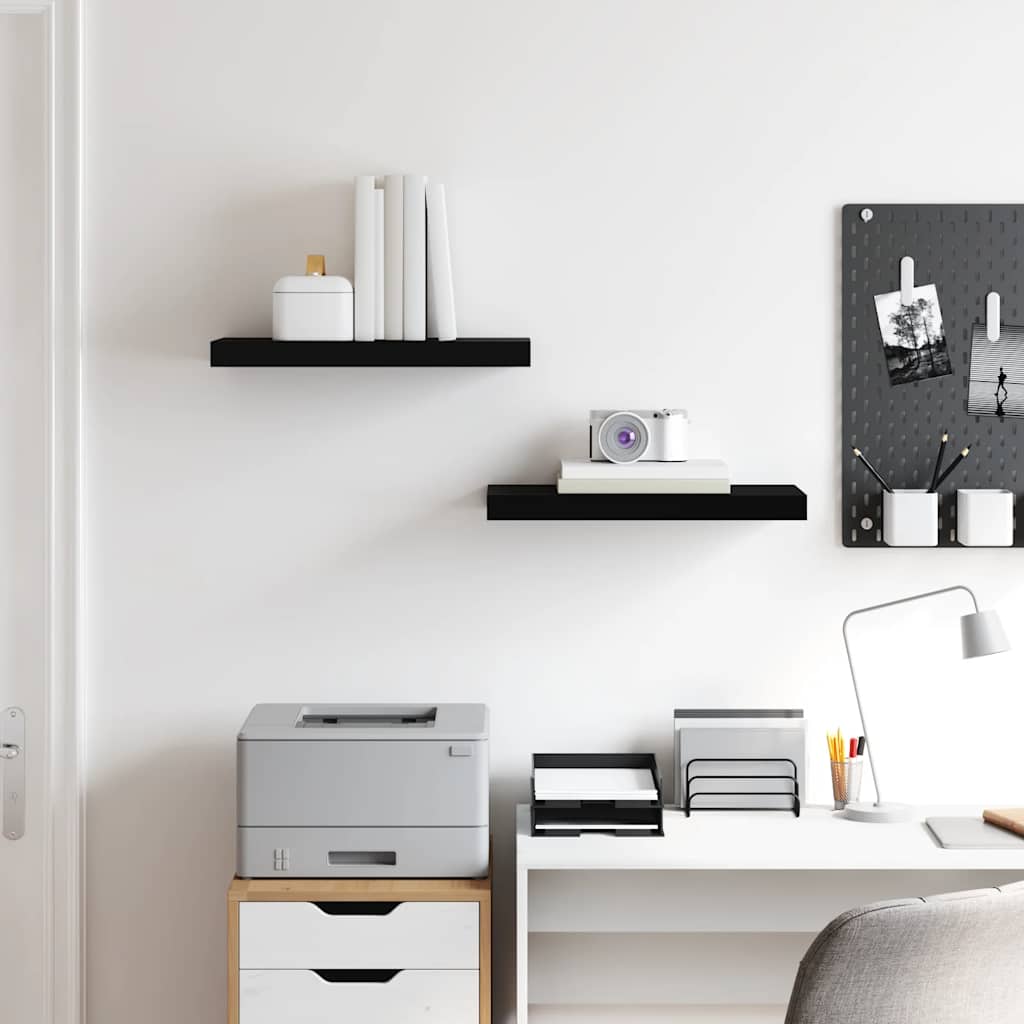 Vidaxl wandschappen zwevend 2 st 50x23x3,8 cm mdf zwart