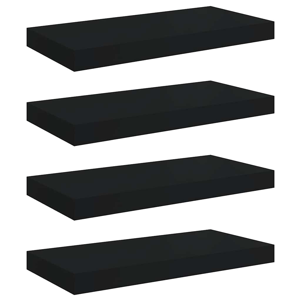 Vidaxl wandschappen zwevend 4 st 50x23x3,8 cm mdf zwart
