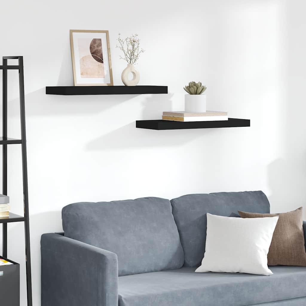 Vidaxl wandschappen zwevend 2 st 60x23,5x3,8 cm mdf zwart