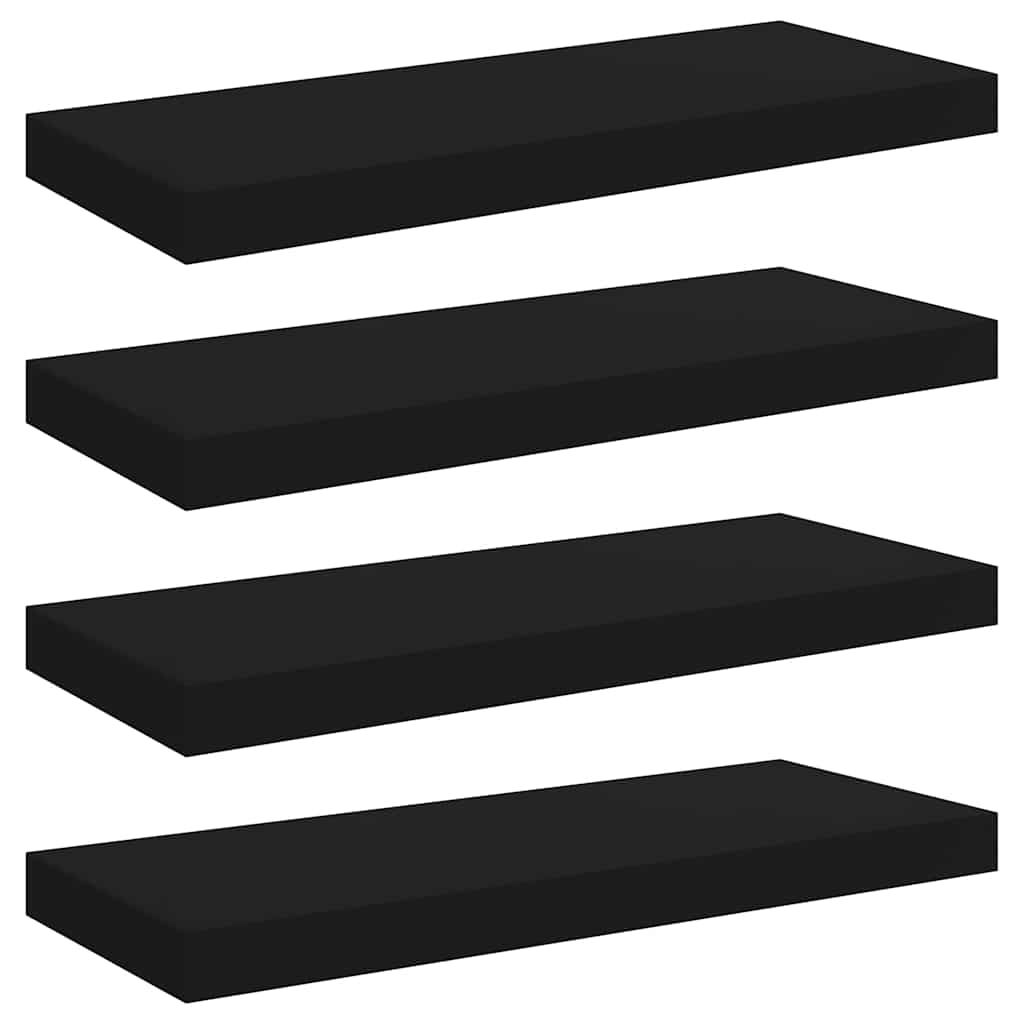 Vidaxl wandschappen zwevend 4 st 60x23,5x3,8 cm mdf zwart