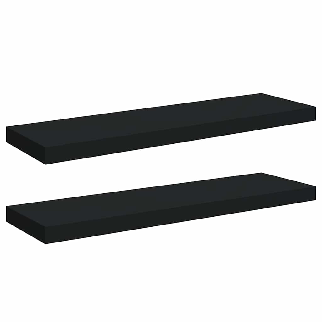 Vidaxl wandschappen zwevend 2 st 80x23,5x3,8 cm mdf zwart