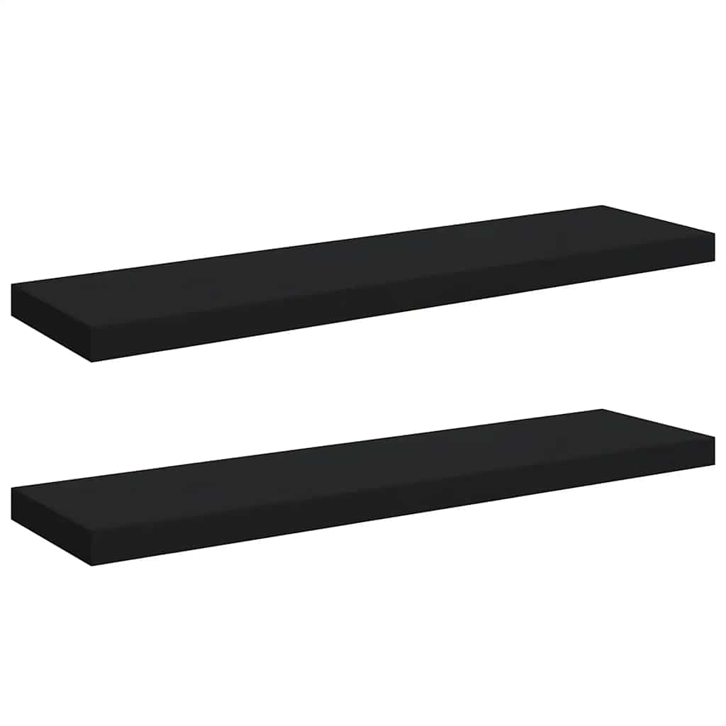 Vidaxl wandschappen zwevend 2 st 90x23,5x3,8 cm mdf zwart