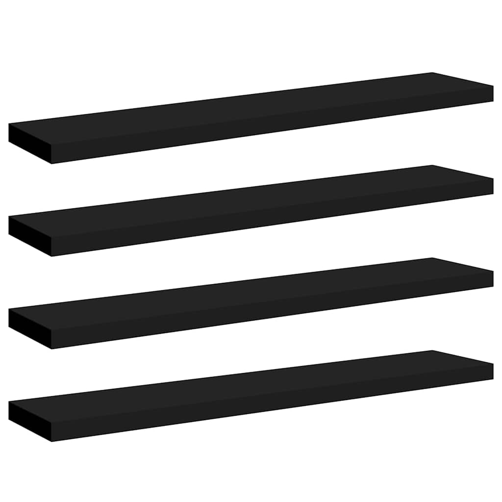 Vidaxl wandschappen zwevend 4 st 120x23,5x3,8 cm mdf zwart