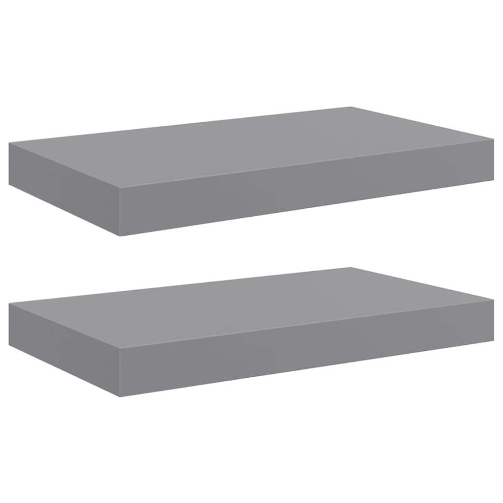 Vidaxl wandschappen zwevend 2 st 40x23x3,8 cm mdf grijs
