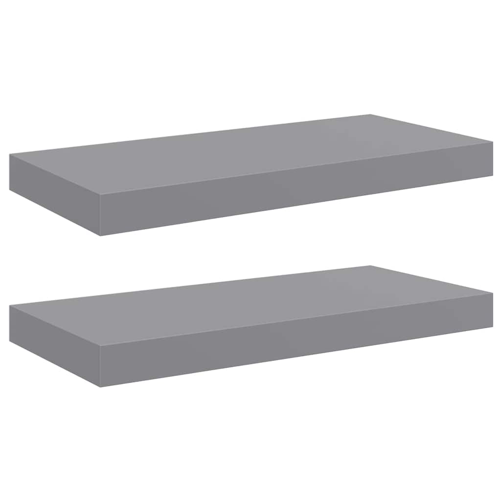 Vidaxl wandschappen zwevend 2 st 50x23x3,8 cm mdf grijs