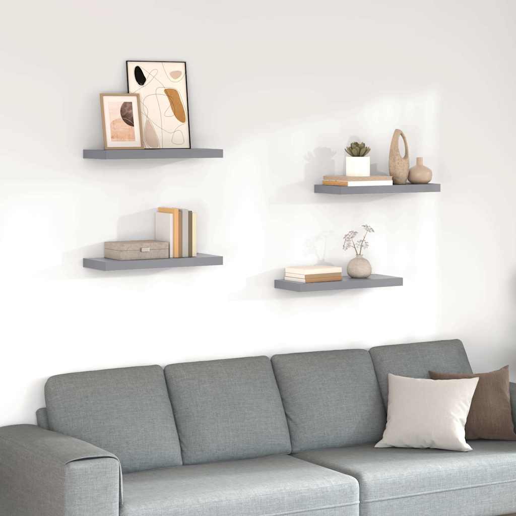 Vidaxl wandschappen zwevend 4 st 60x23,5x3,8 cm mdf grijs