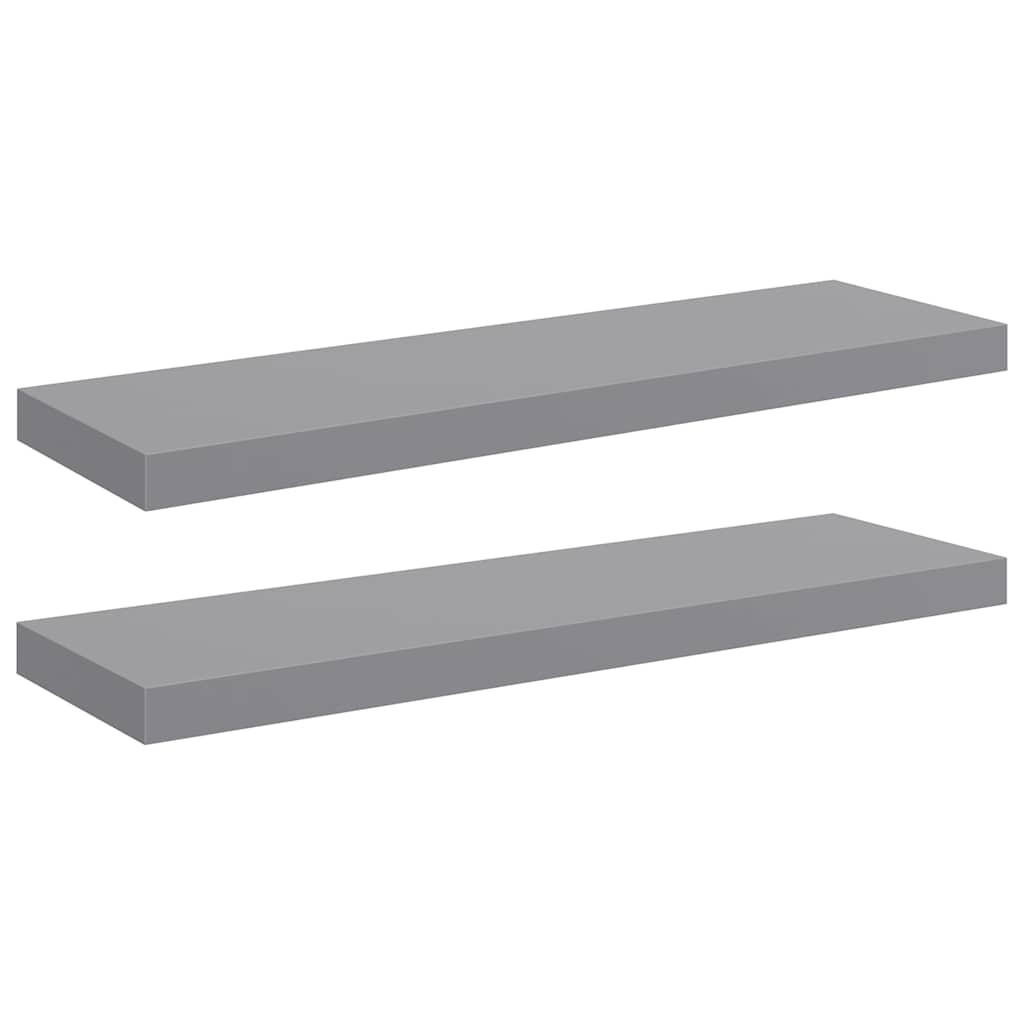 Vidaxl wandschappen zwevend 2 st 80x23,5x3,8 cm mdf grijs