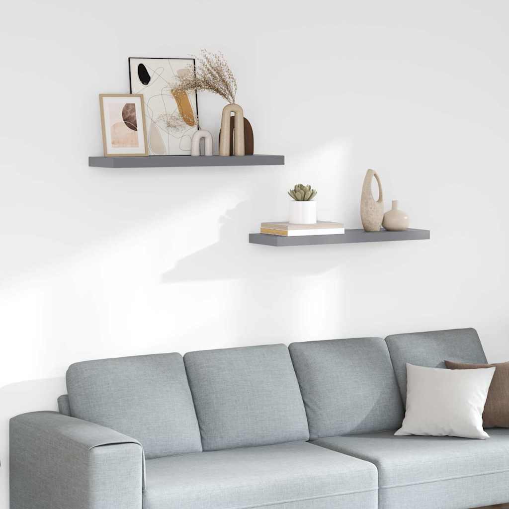 Vidaxl wandschappen zwevend 2 st 80x23,5x3,8 cm mdf grijs
