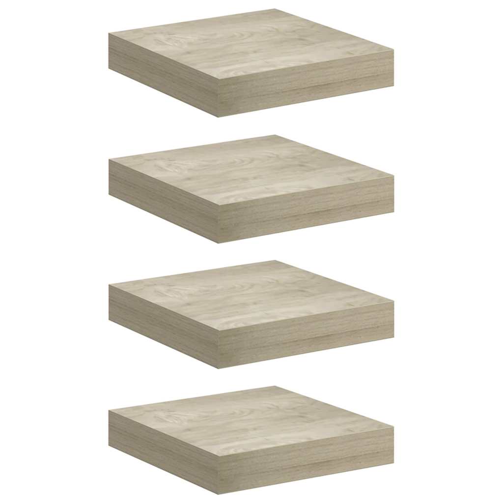 Vidaxl wandschappen zwevend 4 st 23x23,5x3,8 cm mdf eikenkleurig