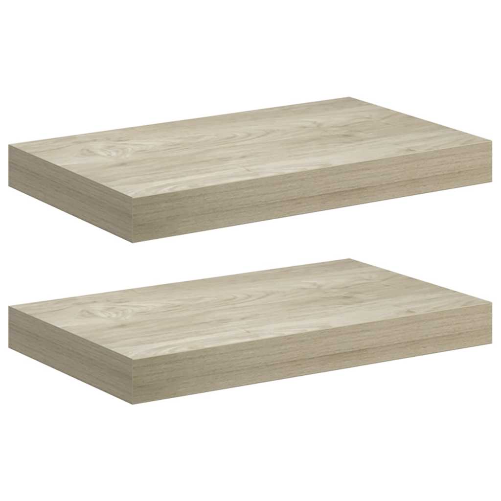 Vidaxl wandschappen zwevend 2 st 40x23x3,8 cm mdf eikenkleurig