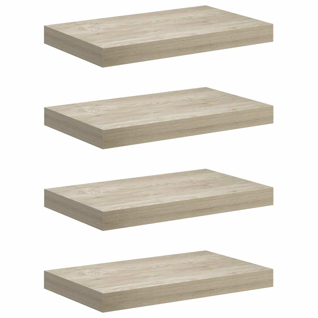 Vidaxl wandschappen zwevend 4 st 40x23x3,8 cm mdf eikenkleurig