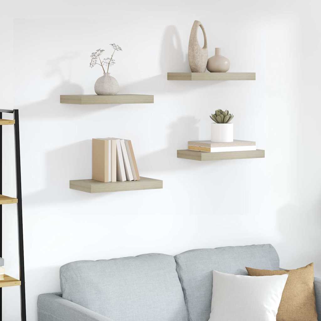 Vidaxl wandschappen zwevend 4 st 40x23x3,8 cm mdf eikenkleurig