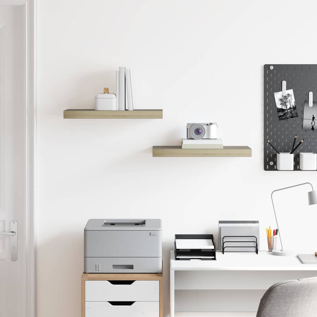 Vidaxl wandschappen zwevend 2 st 50x23x3,8 cm mdf eikenkleurig