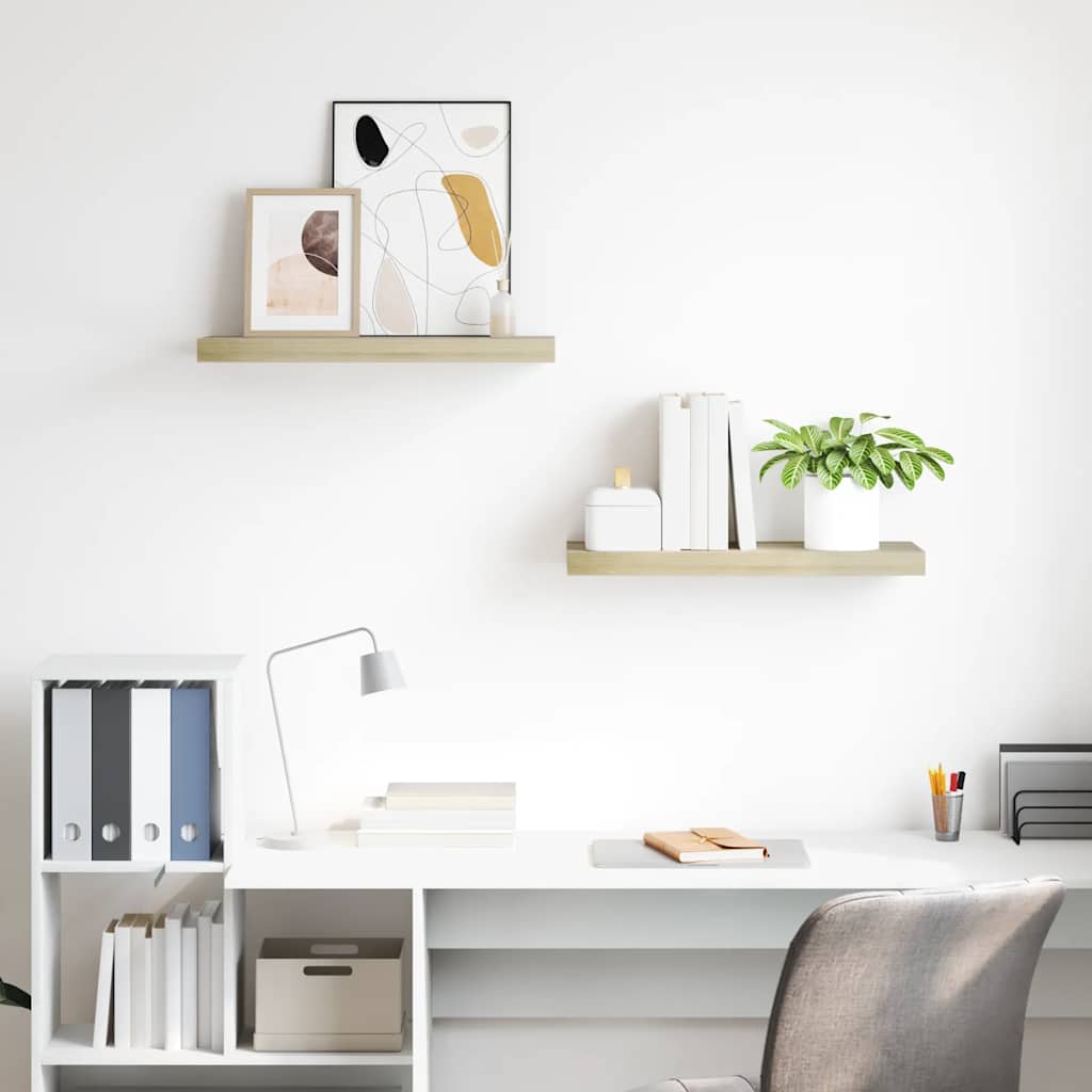 Vidaxl wandschappen zwevend 2 st 60x23,5x3,8 cm mdf eikenkleurig