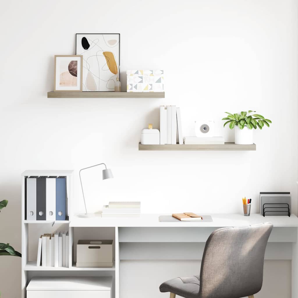 Vidaxl wandschappen zwevend 2 st 80x23,5x3,8 cm mdf eikenkleurig