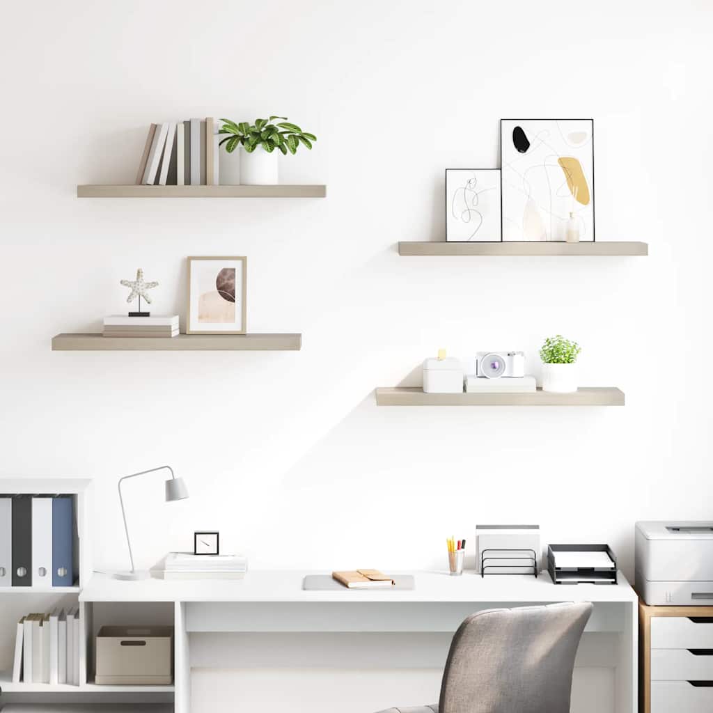 Vidaxl wandschappen zwevend 4 st 80x23,5x3,8 cm mdf eikenkleurig