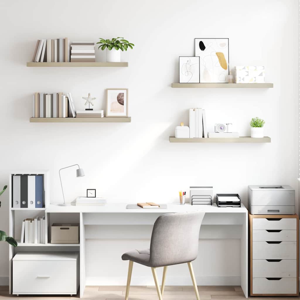 Vidaxl wandschappen zwevend 4 st 90x23,5x3,8 cm mdf eikenkleurig