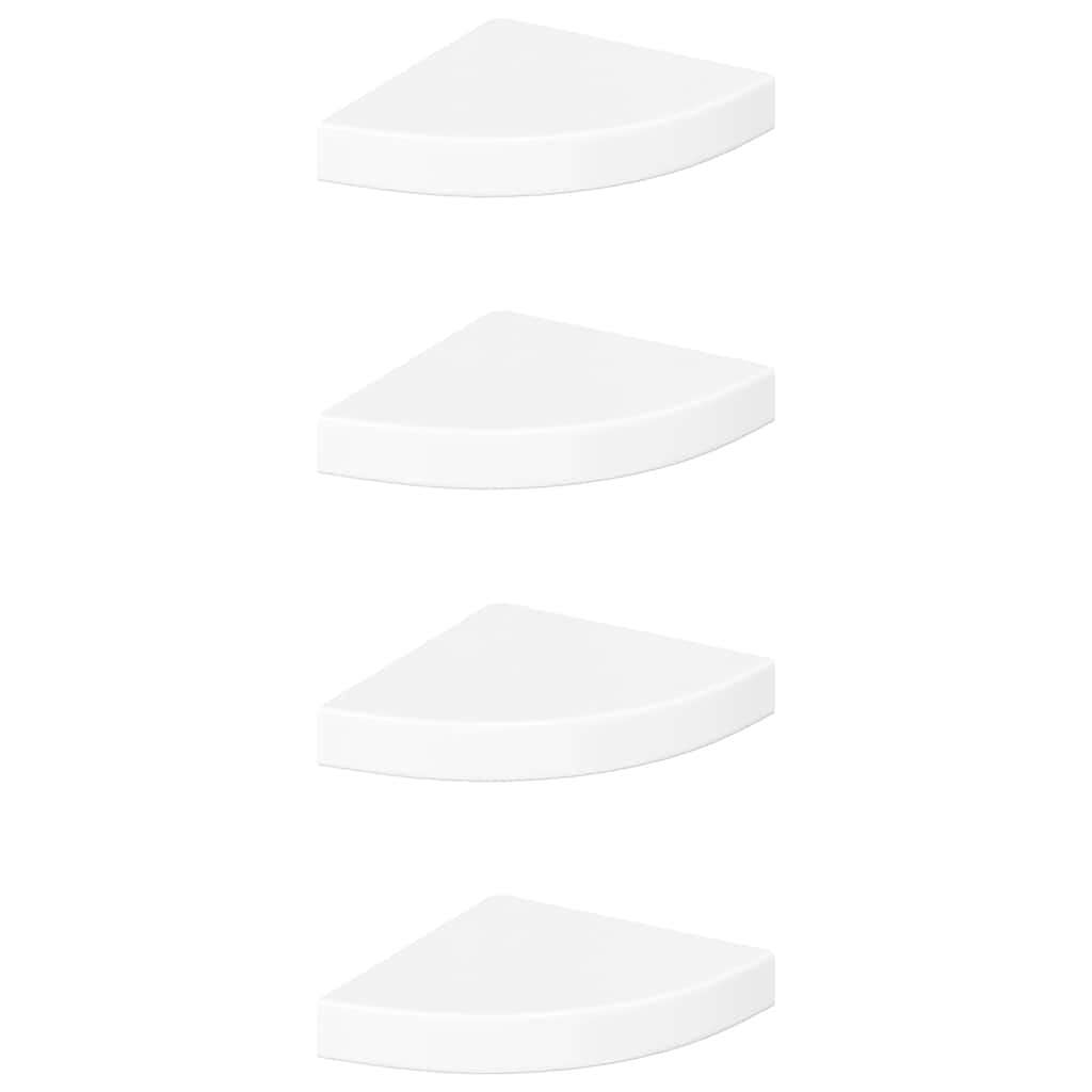 Vidaxl zwevende hoekplanken 4 st hoogglans wit 25x25x3,8 cm mdf