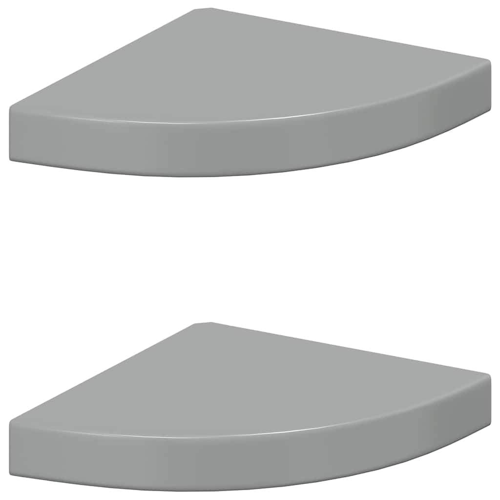 Vidaxl hoekschappen zwevend 2 st 25x25x3,8 cm mdf hoogglans grijs