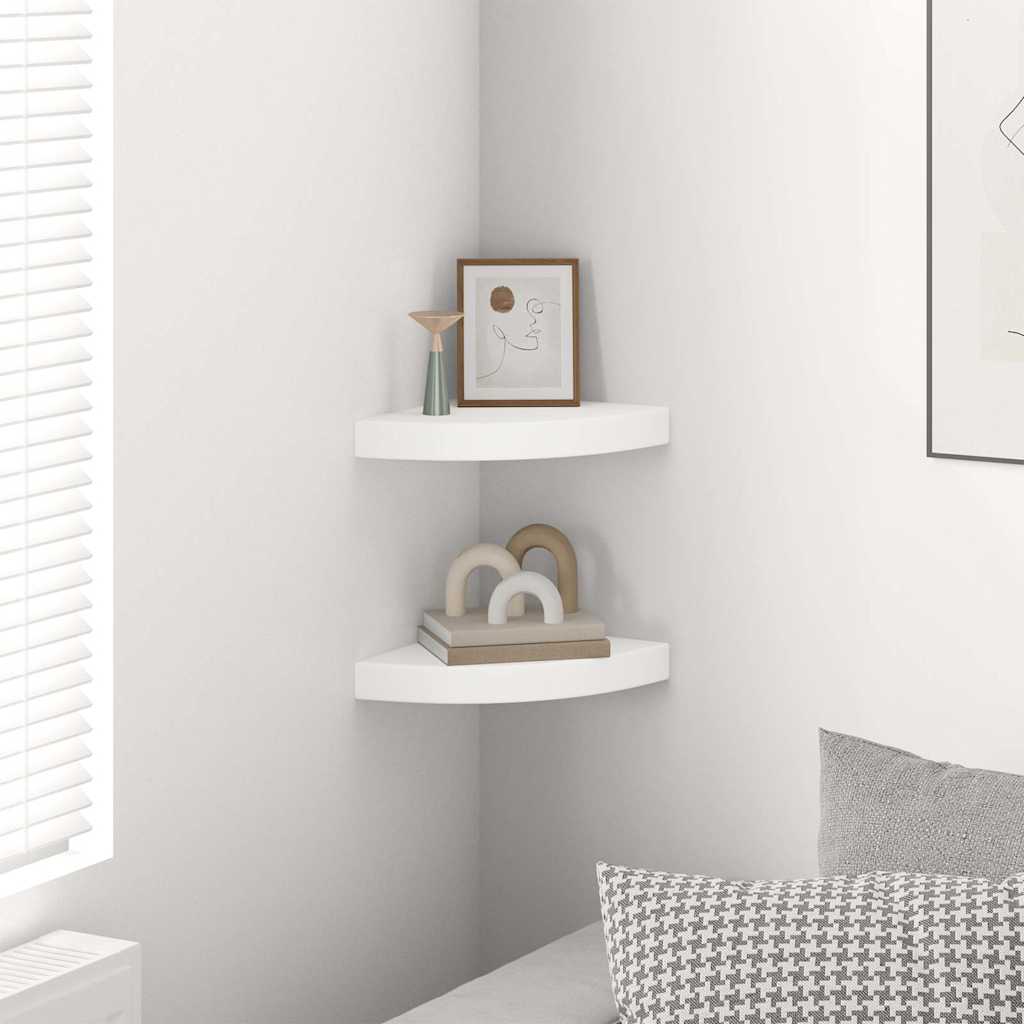 Vidaxl hoekschappen zwevend 2 st 25x25x3,8 cm mdf wit