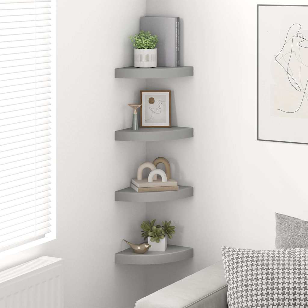 Vidaxl hoekschappen zwevend 4 st 25x25x3,8 cm mdf grijs