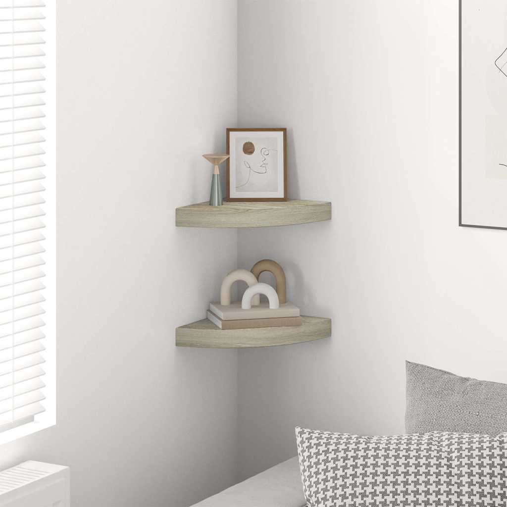 Vidaxl hoekschappen zwevend 2 st 25x25x3,8 cm mdf eikenkleurig