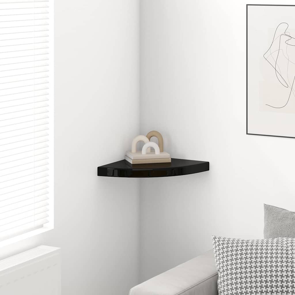 Vidaxl hoekschap zwevend 35x35x3,8 cm mdf hoogglans zwart