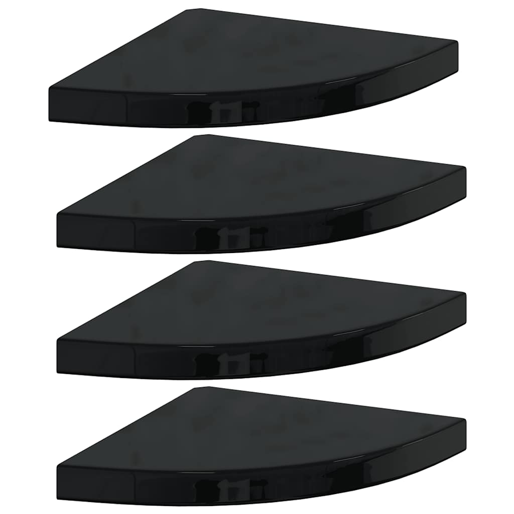 Vidaxl hoekschappen zwevend 4 st 35x35x3,8 cm mdf hoogglans zwart