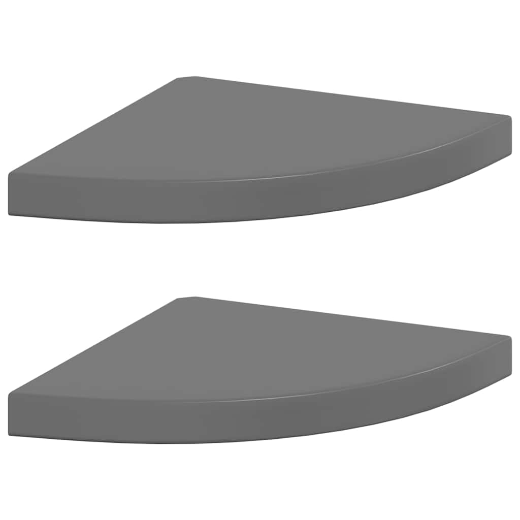 Vidaxl hoekschappen zwevend 2 st 35x35x3,8 cm mdf hoogglans grijs