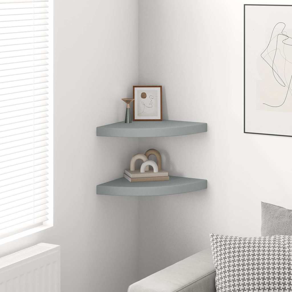 Vidaxl hoekschappen zwevend 2 st 35x35x3,8 cm mdf grijs