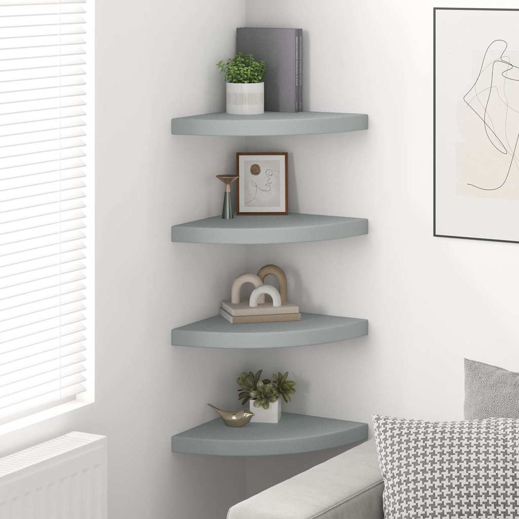 Vidaxl hoekschappen zwevend 4 st 35x35x3,8 cm mdf grijs