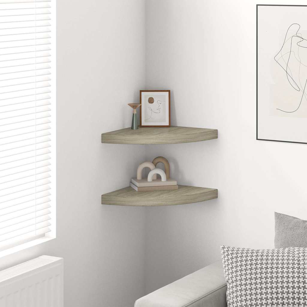 Vidaxl hoekschappen zwevend 2 st 35x35x3,8 cm mdf eikenkleurig