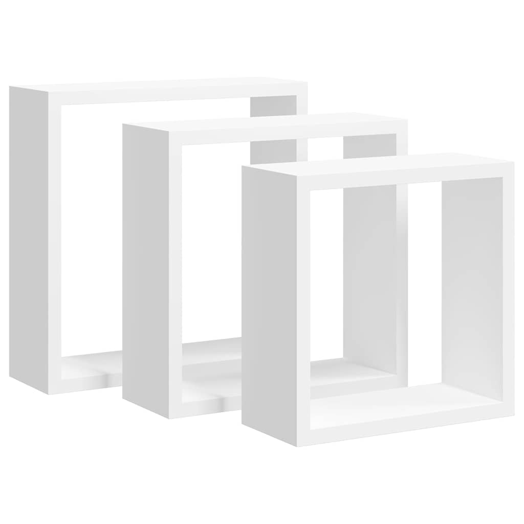 Vidaxl wandschappen kubus 3 st mdf wit