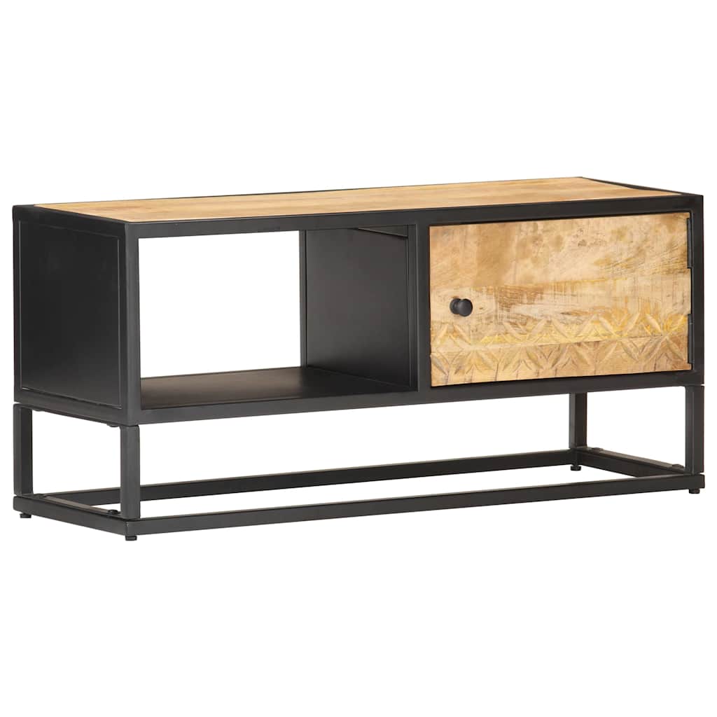 Vidaxl tv-meubel met bewerkte deur 90x30x40 cm ruw mangohout
