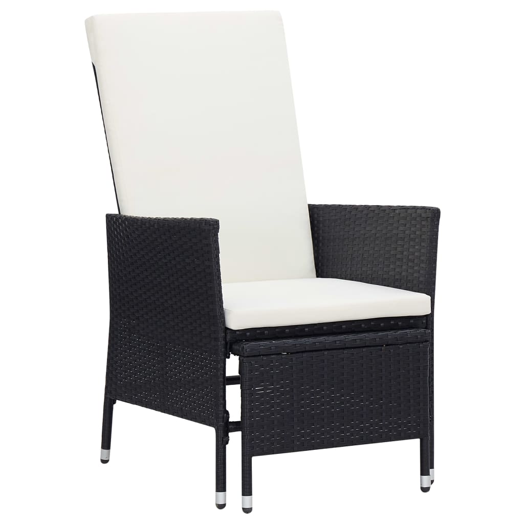 Vidaxl tuinstoel verstelbaar met kussens poly rattan zwart