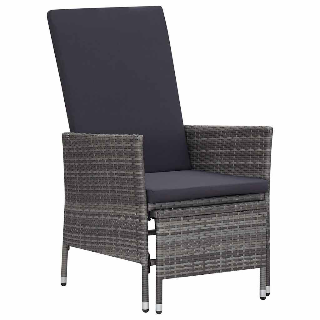 Vidaxl tuinstoel verstelbaar met kussens poly rattan grijs