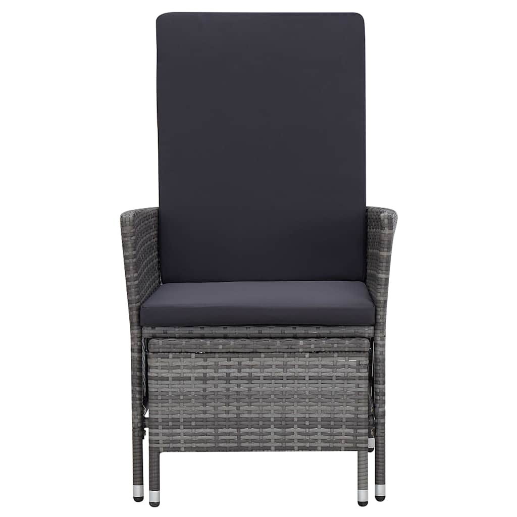 Vidaxl tuinstoel verstelbaar met kussens poly rattan grijs